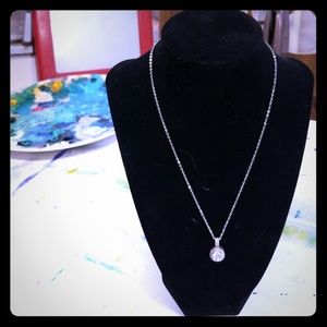 Simple Elegant Diamond Pavé Pendant Necklace